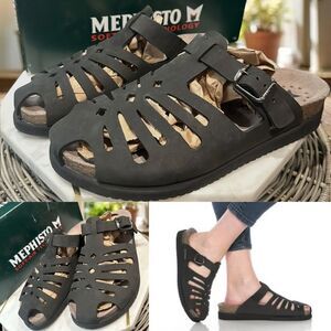 MEPHISTO Hedina Women's Leather Perforated Molded Cork Footbed Mule Sandal EU 41